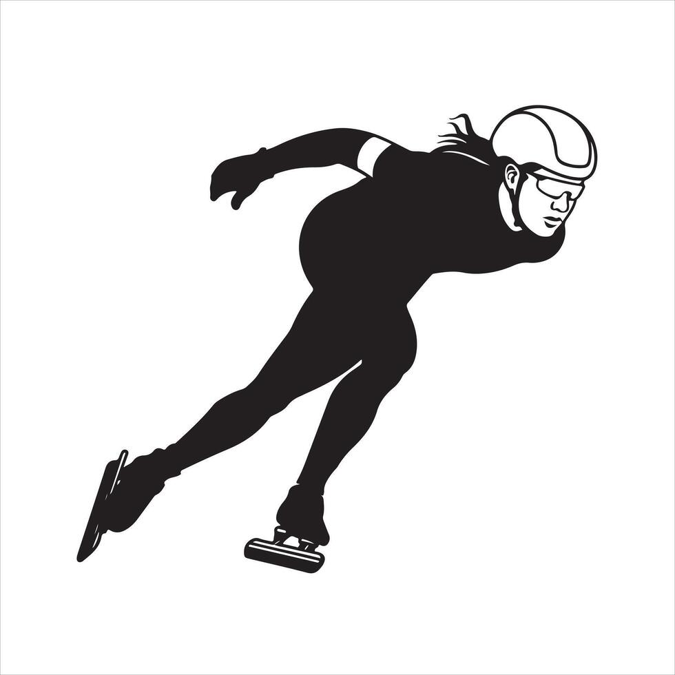 Speed Skating silhouette black vector