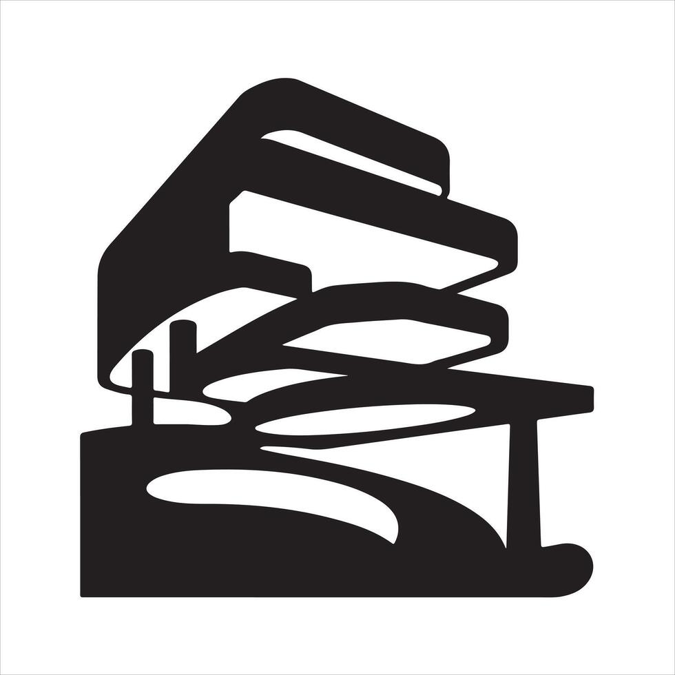 An abstract architecture with a thick outline silhouette vector