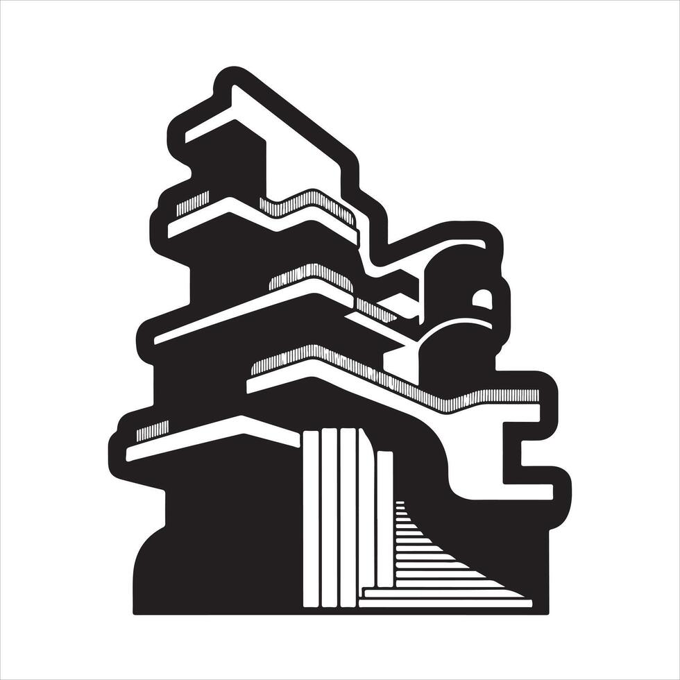 An abstract architecture with thick outline silhouette vector
