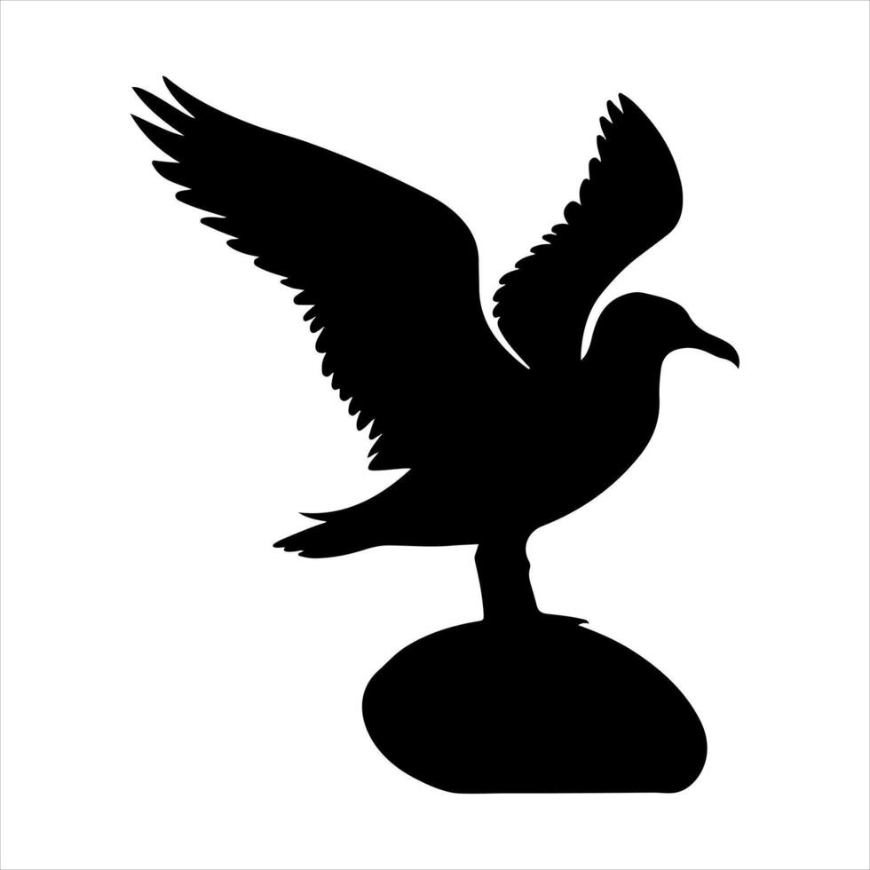 A beach stone seagull engraving black silhouette vector