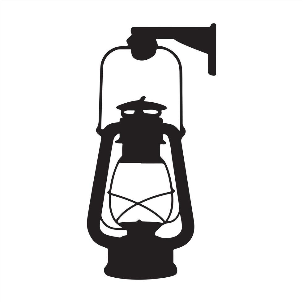 A old Lantern black silhouette vector