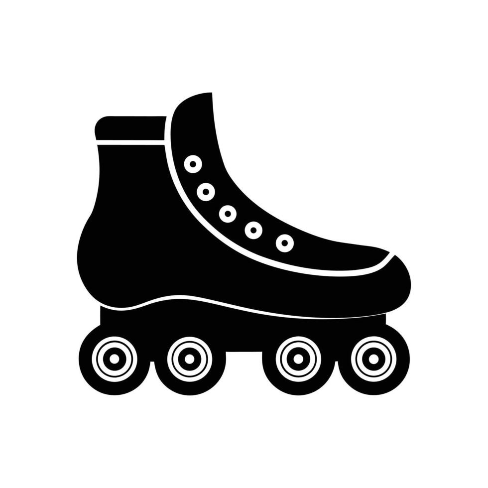 Roller Skate Silhouette A classic roller skate design, rendered in a striking black and white, embodies the spirit of retro fun, leisure, and active recreation vector
