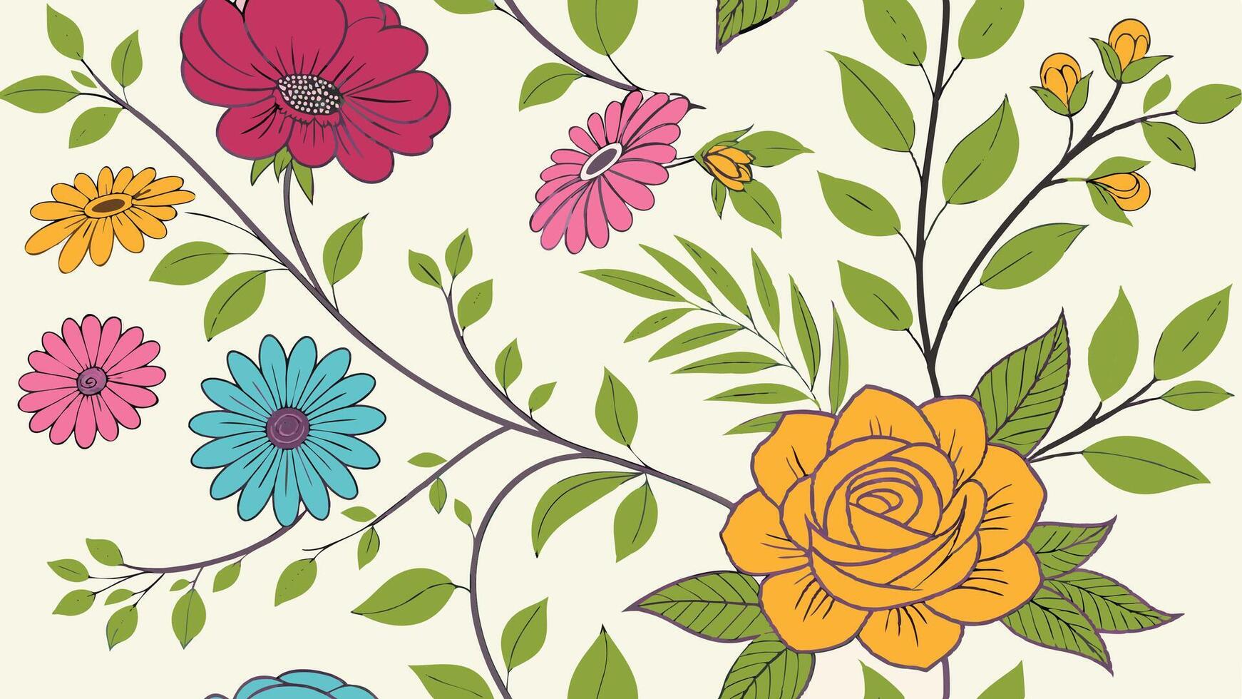 floral pattern featuring a variety vector