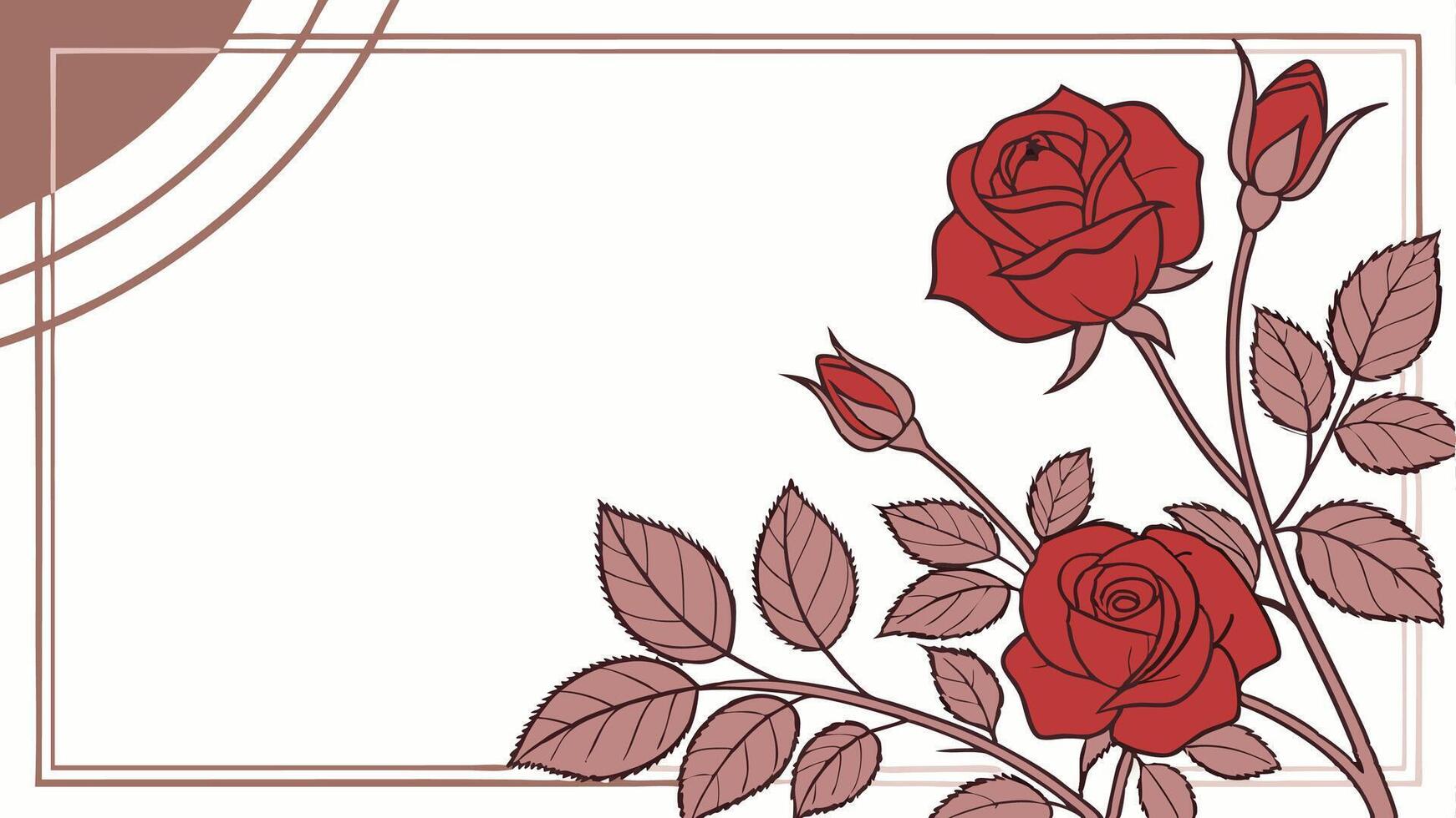rose floral frame corner flower white blank space vector