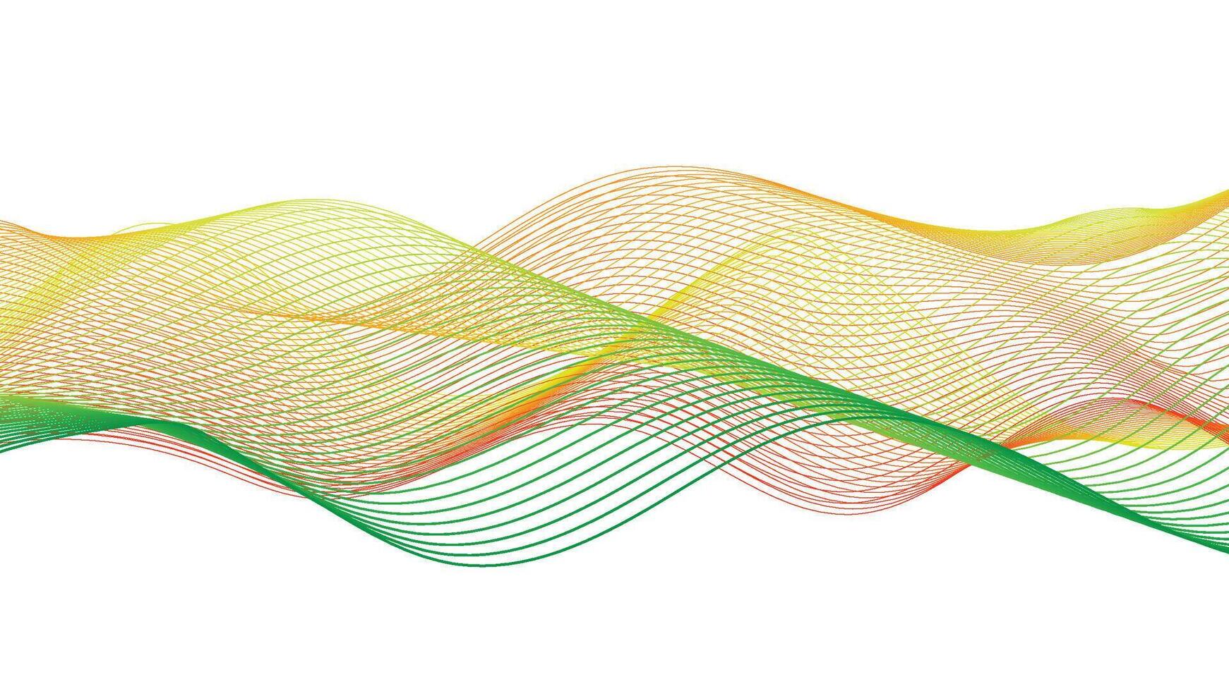 Vibrant Abstract Waveform with Green, Yellow, and Red Lines vector