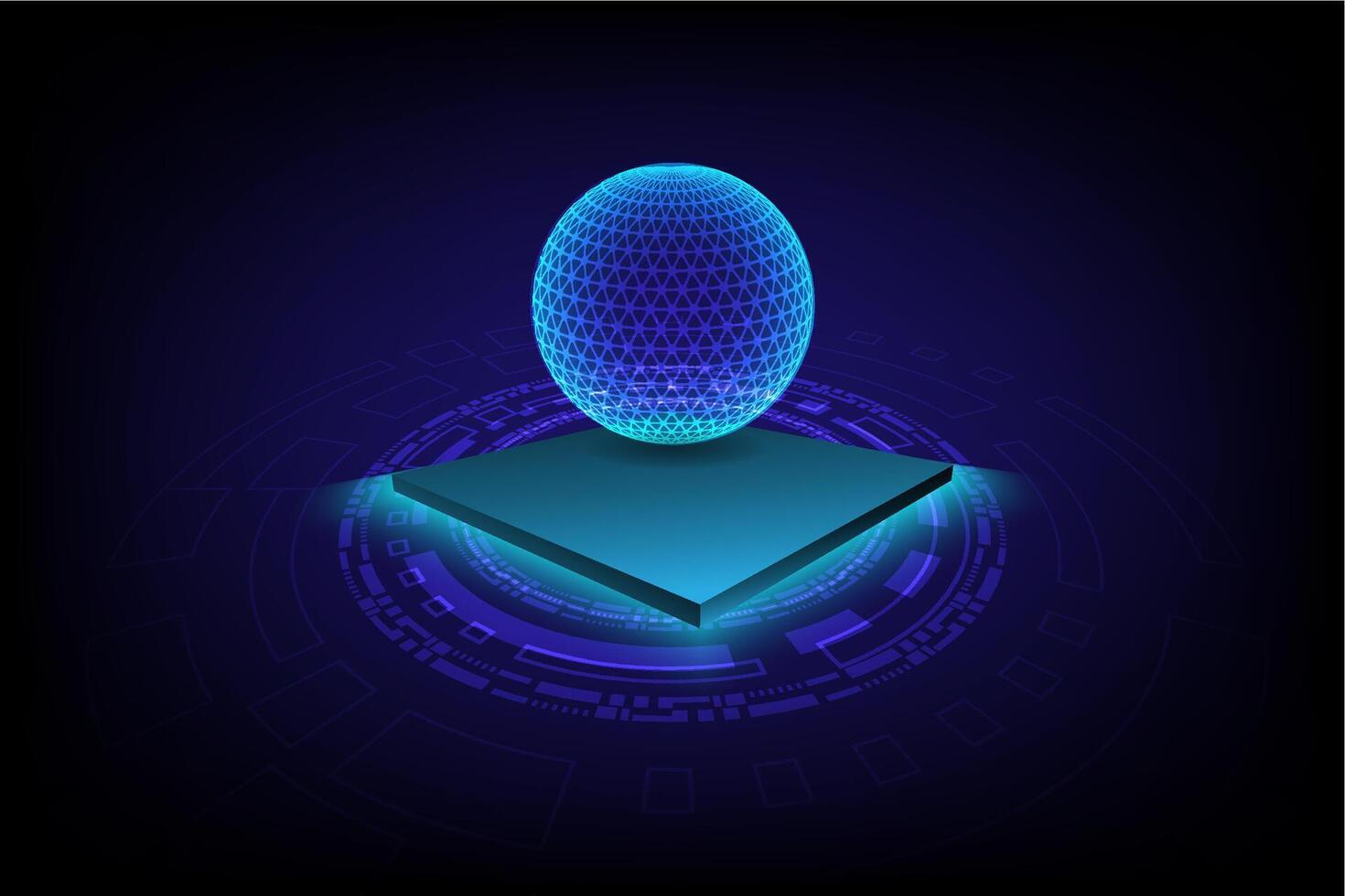 Abstract technology global network connections and microchip, big data network concept vector