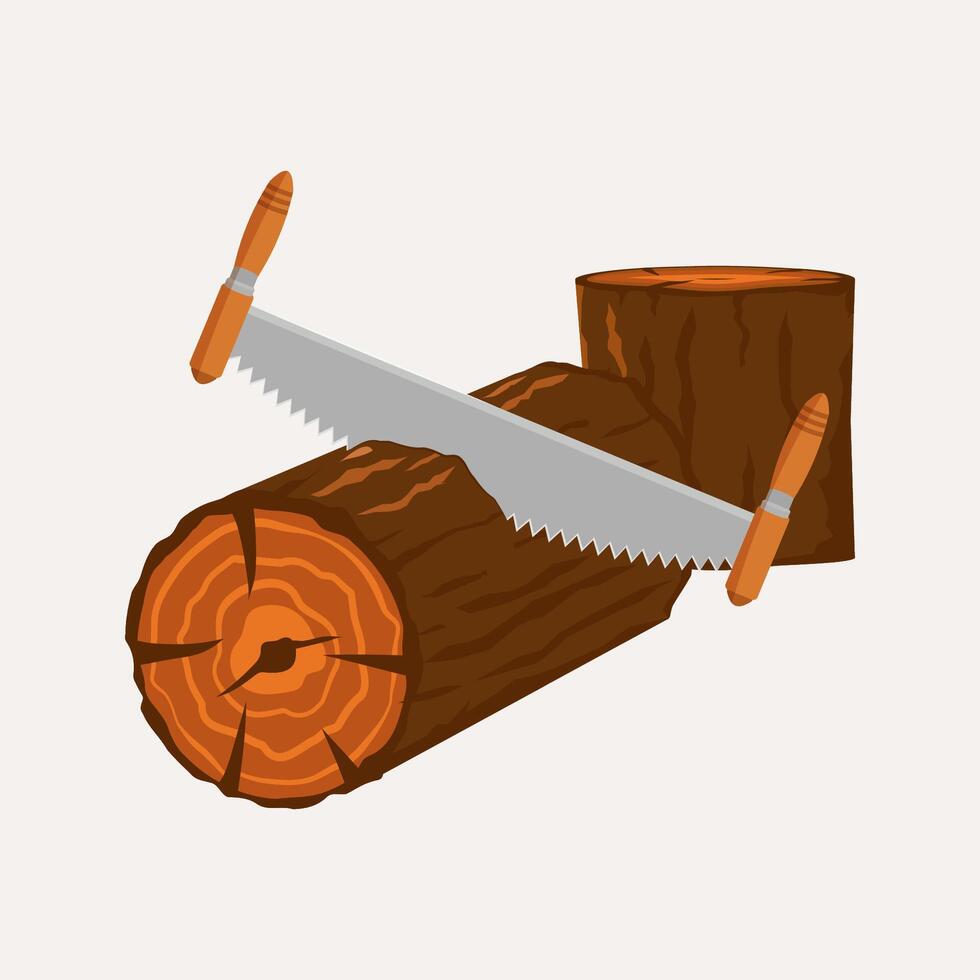 Sawing a big branch trees stock illustration vector