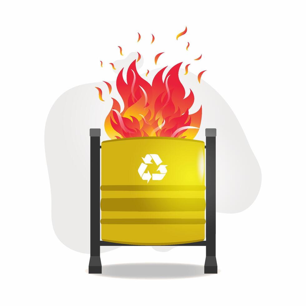 Burning trash in a trash drum stock illustration vector