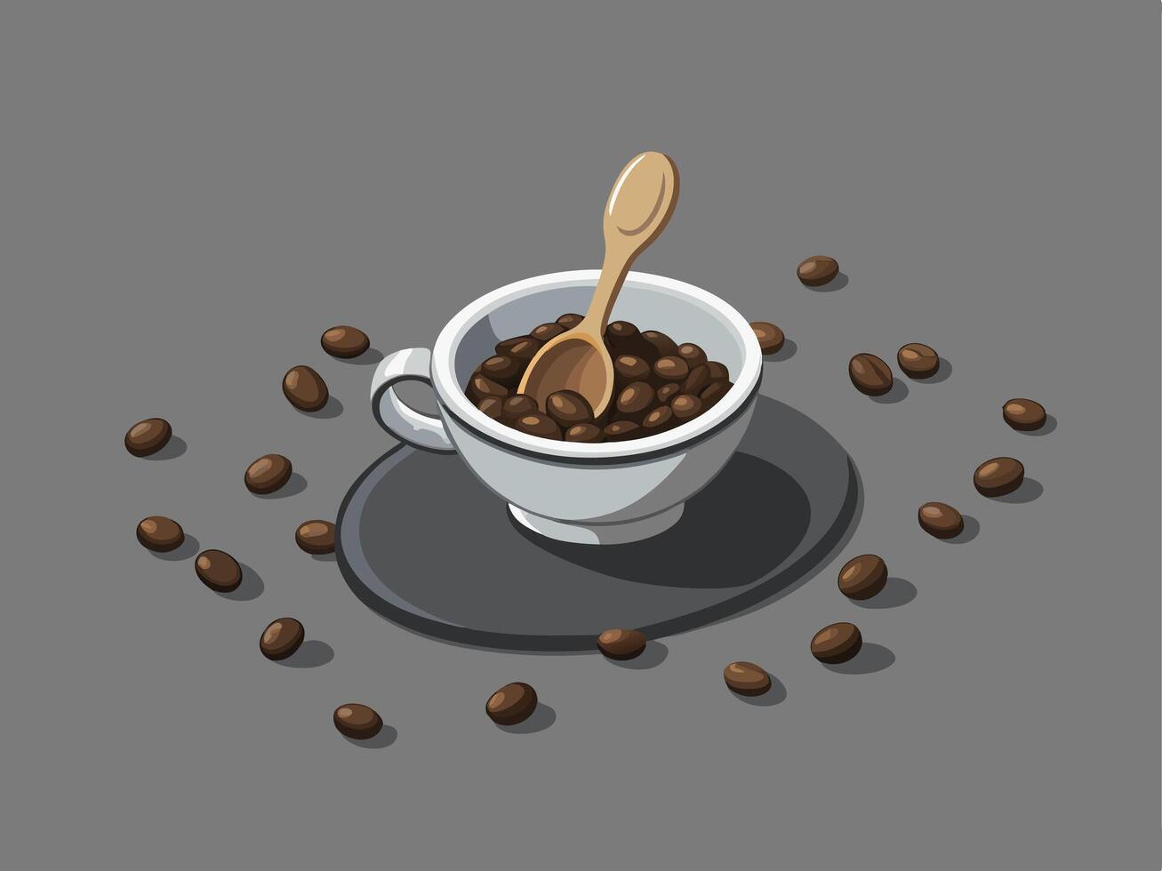 coffee beans in a spoon vector