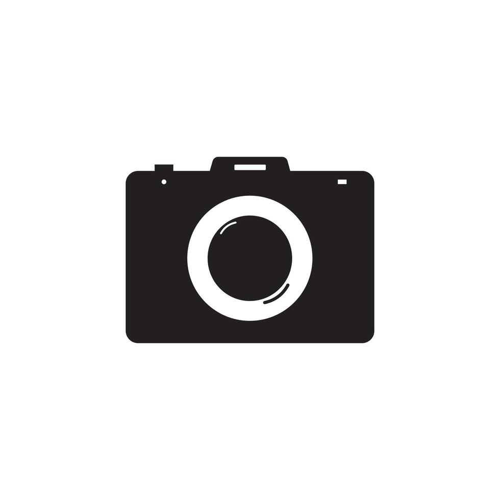 Camera icon symbol on white background. Camera illustration black icon design vector
