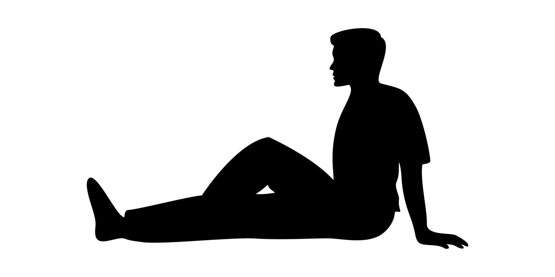 man sit down silhouette design. relax sign and symbol. vector