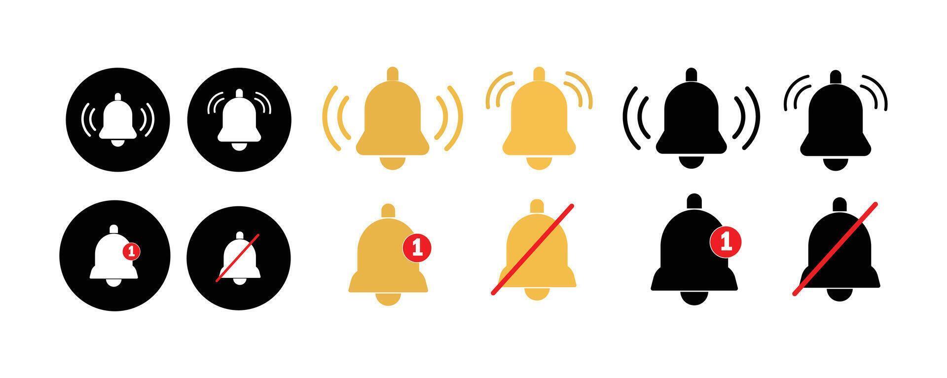 Notification bell icon collections. ringing bell icon set. New message notifications icons. vector