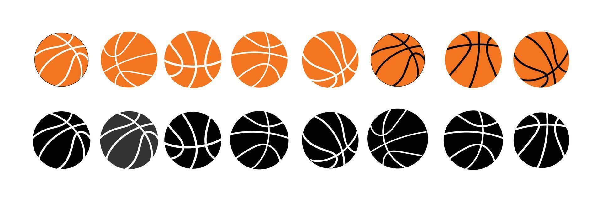 Basketball icons, Collection of basketball balls icon in different style vector