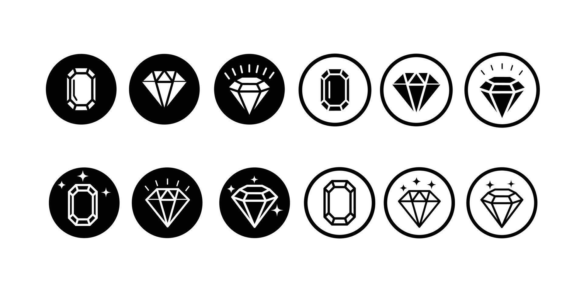 different gemstones, diamond icon icons. vector