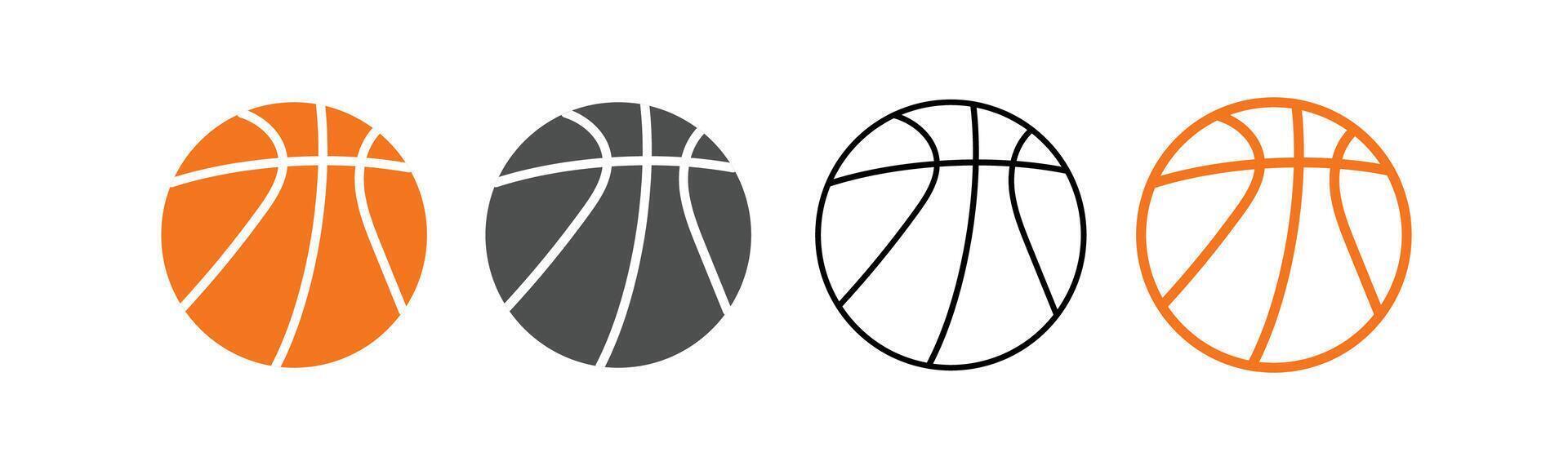 Basketball icon set. Basketball in different style vector