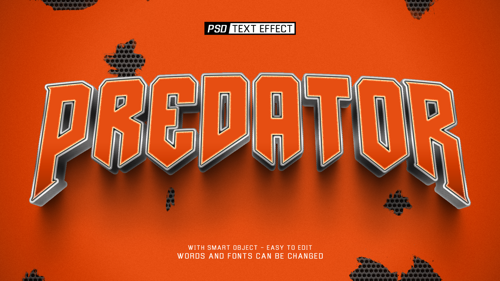 predator 02 3d text effect psd