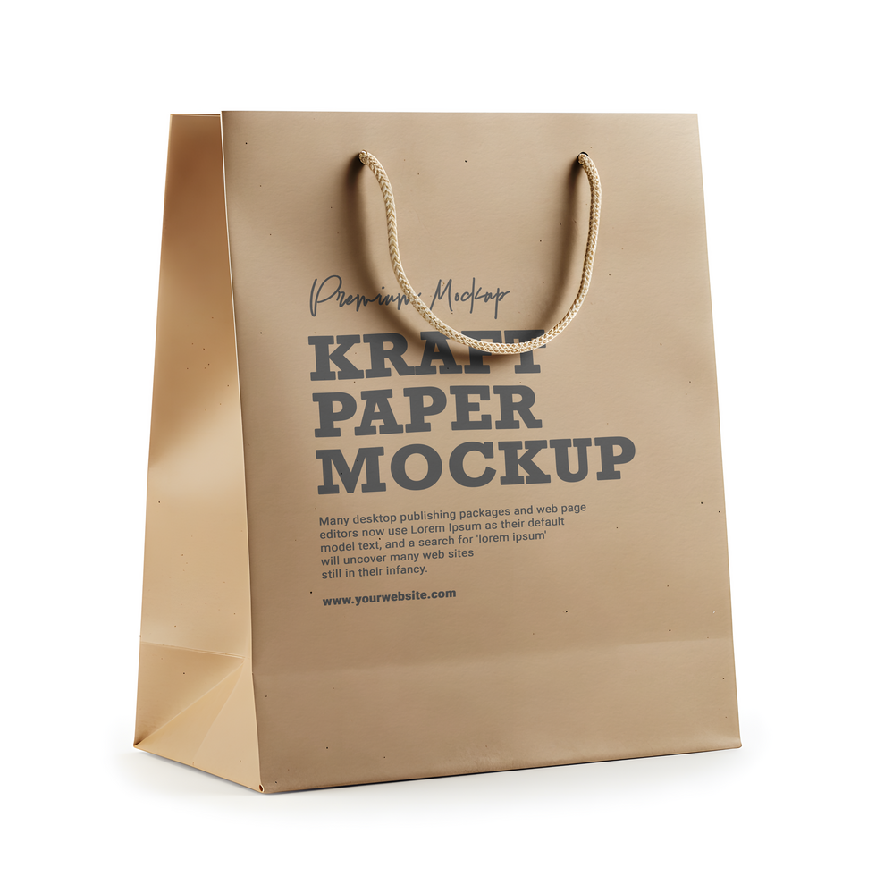 Kraft paper mockup of a brown paper shopping bag psd