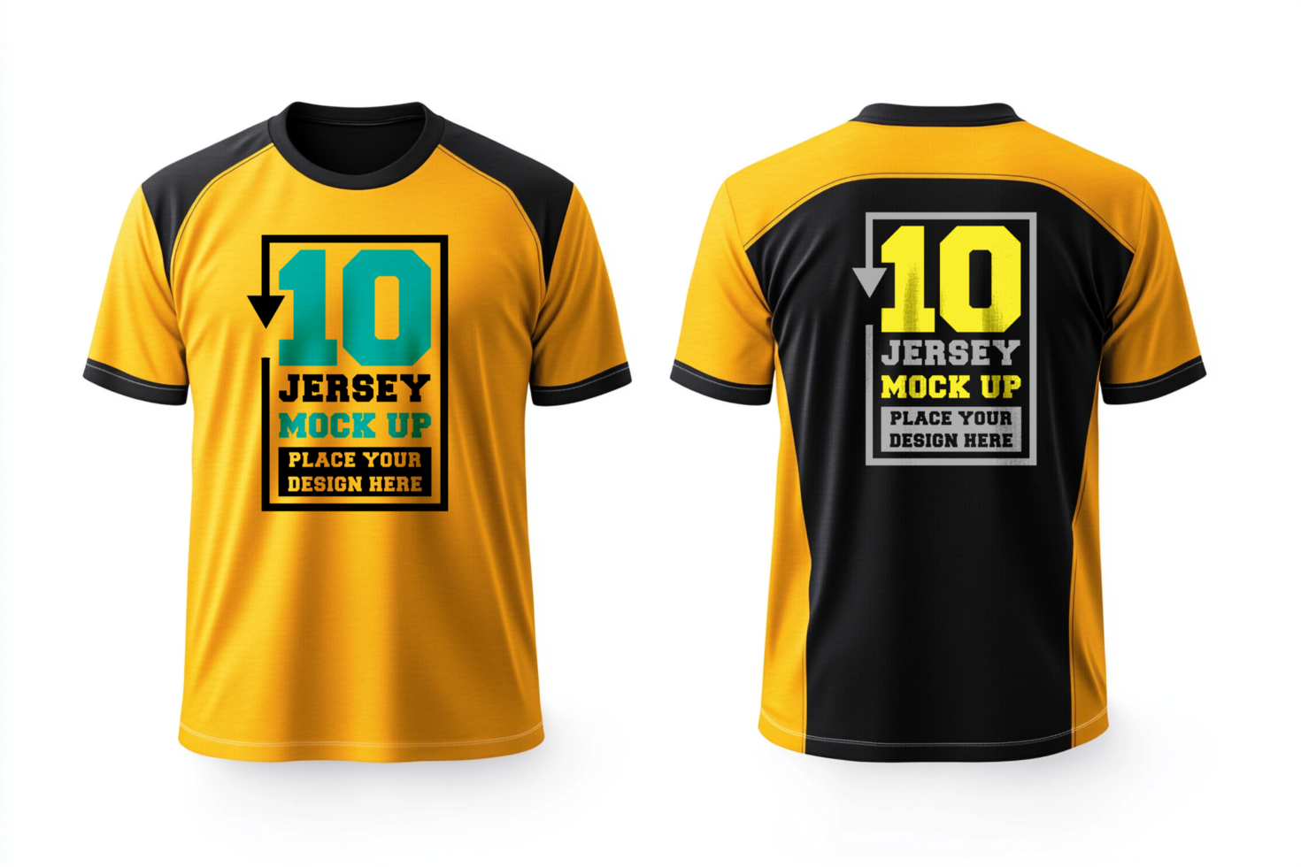 Jersey mock up and template design with realistic sport shirt and print ready team design psd