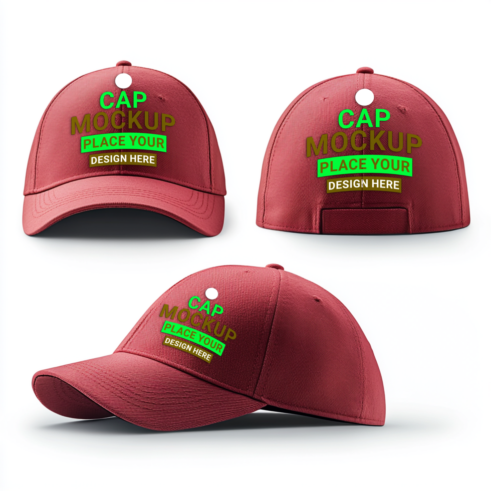 Mockup hats with stylish hat apparel and sports hat design for men caps and apparel mockup setup psd