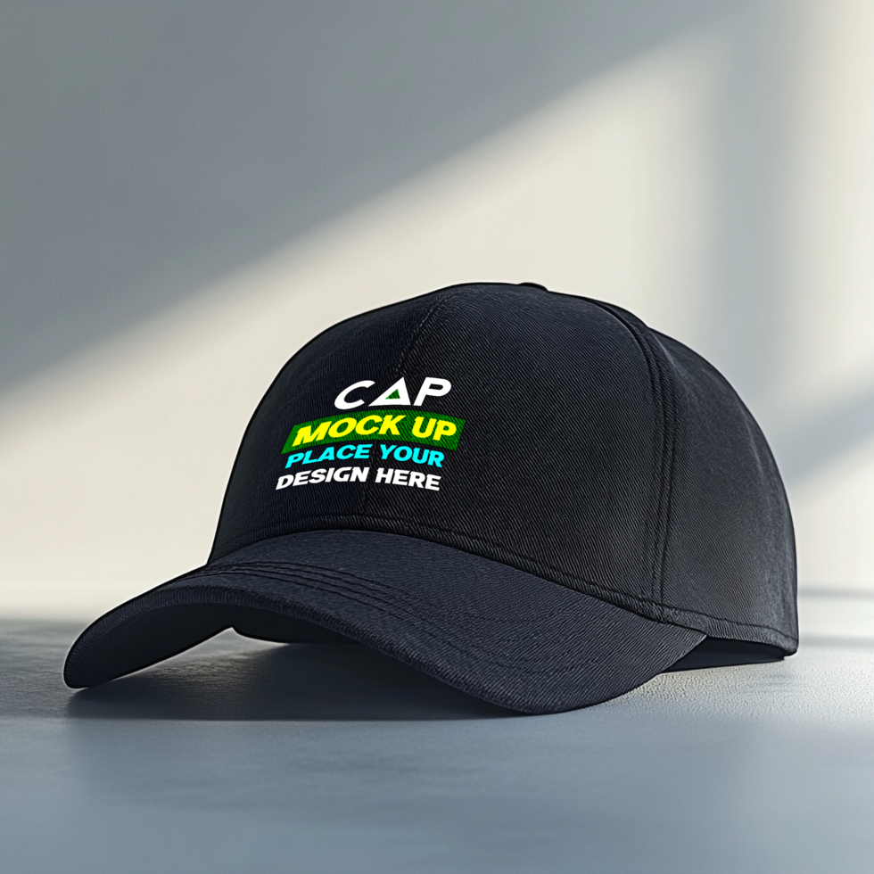 Contemporary sporting hat sports cap black cap apparel mockup hats and stylish menswear headgear psd