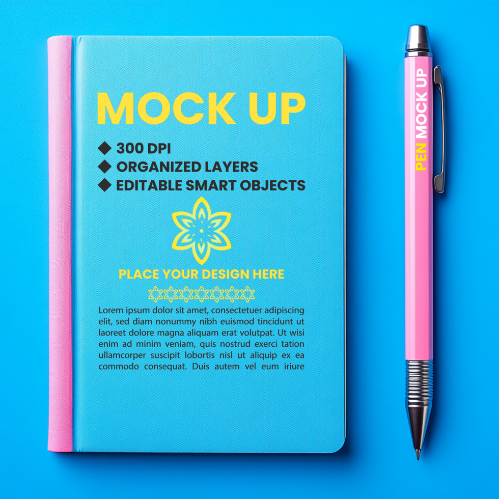 Spring notebook mock up with spiral notebook cover and paper notepad for corporate diary use psd