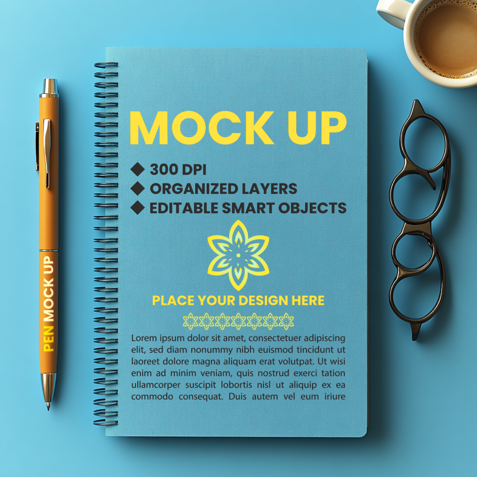Spring spiral notebook mock up for paper notepad binder diary and corporate note use psd