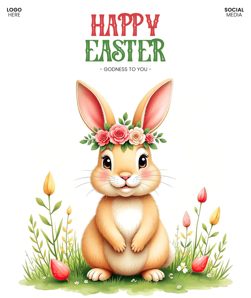 Happy Easter Template Free to Customize Post psd