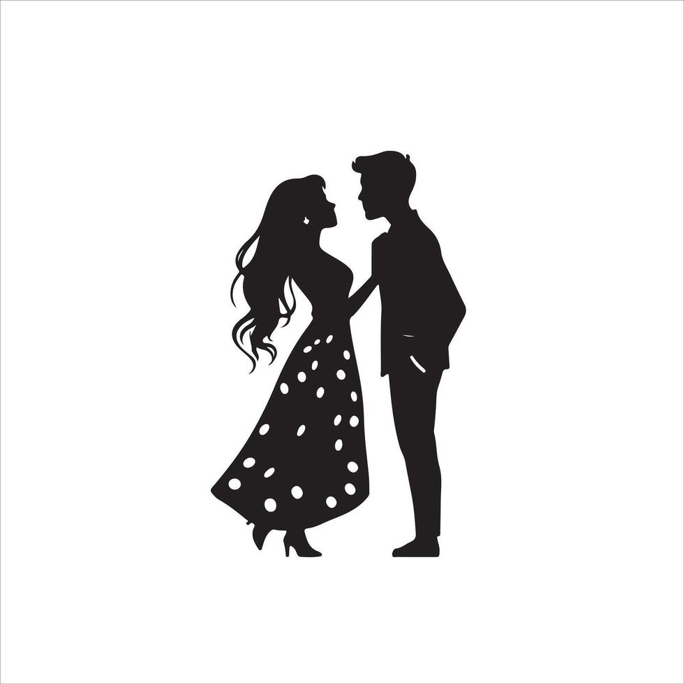 Silhouette of a man and woman in love vector