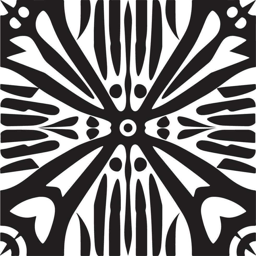 A black and white design with a flower vector