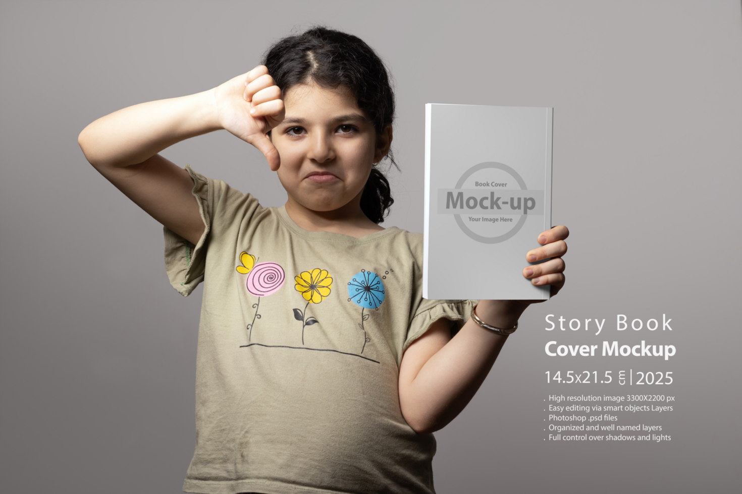 Funny disgust face showing dislike for a book in hand mock-up series psd