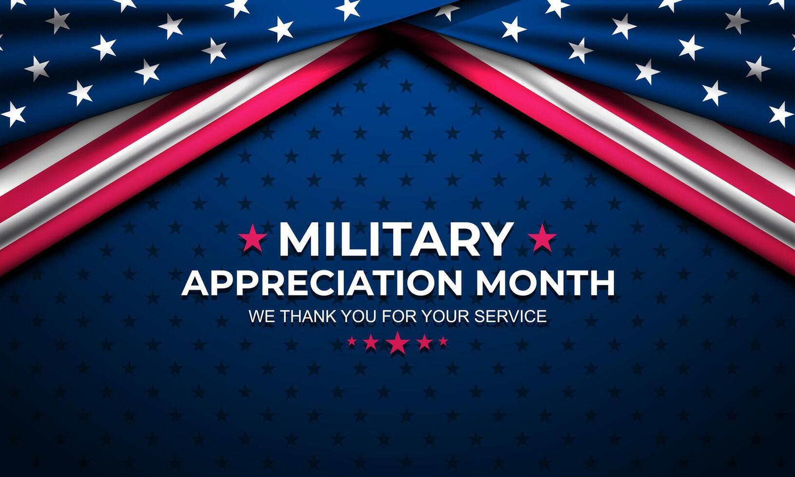 National Military appreciation month background with american flag and stars vector