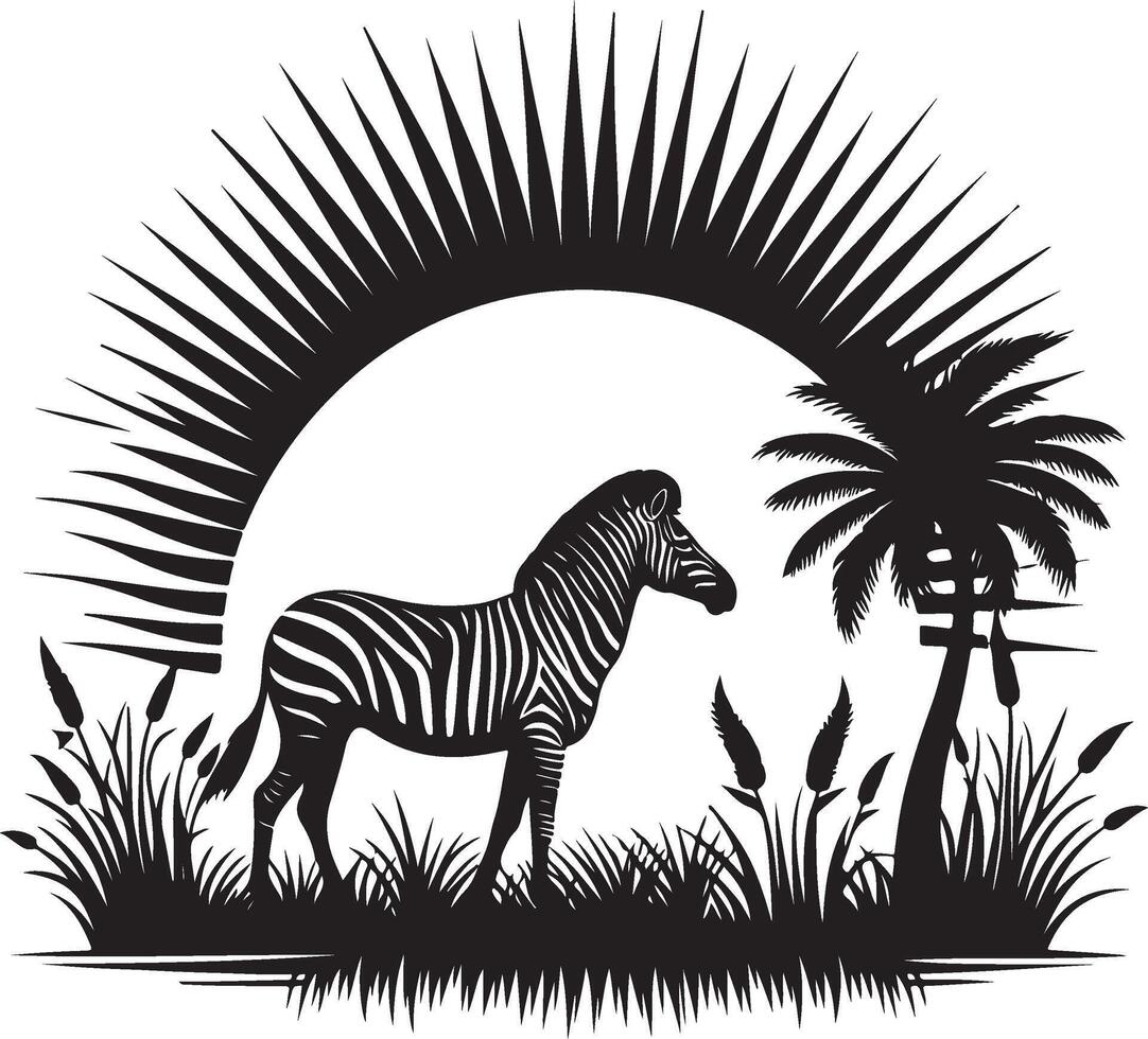 Zebra in the jungle illustration vector