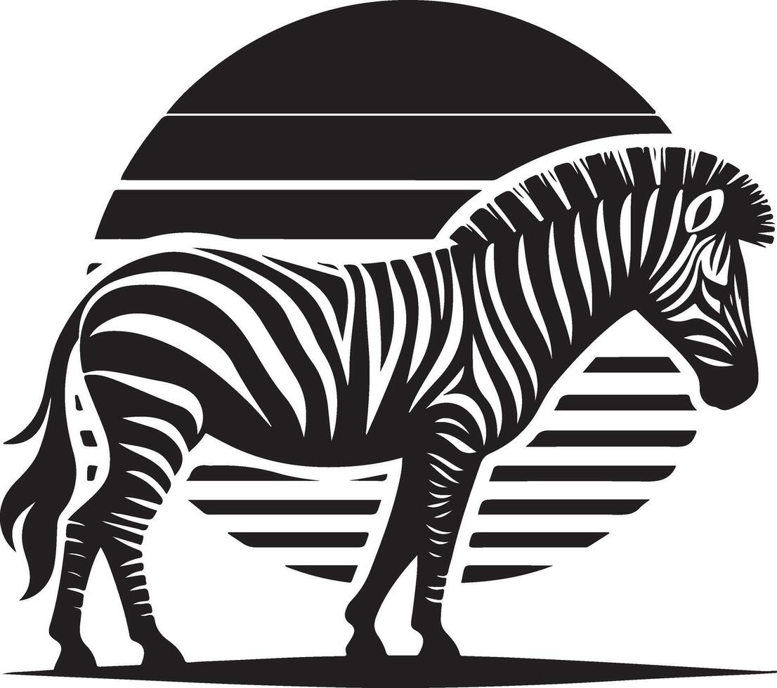 Zebra silhouette silhouette of zebra in the sunset background vector