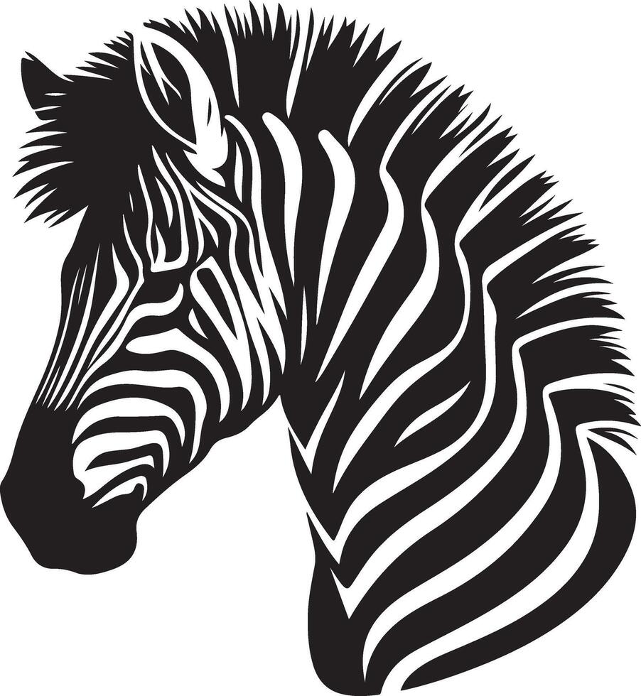 Zebra head silhouette on white background vector