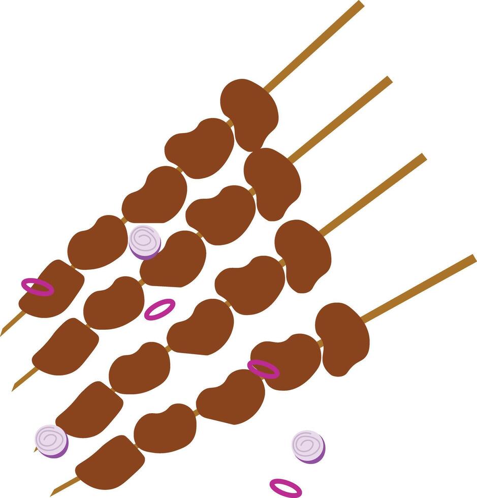 Illustration of Grilled Skewers with Onions vector