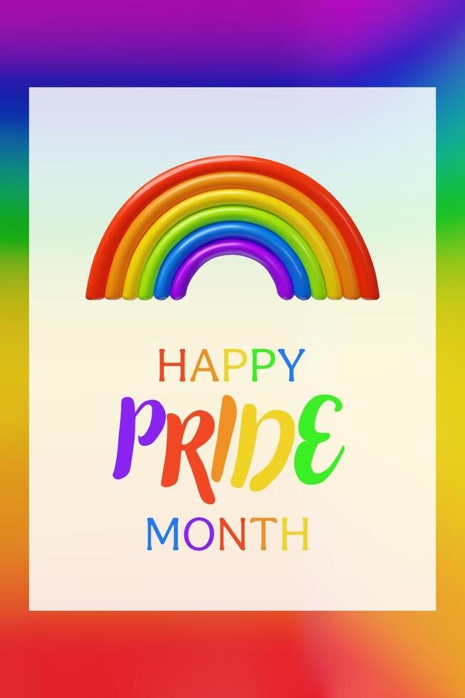 3d rainbow vertical on white background for Pride month. Three-dimensional illustration. Sexual diversity freedom for gay, transgender, LGBTQIA people. Love promotion scene. Showroom template. vector