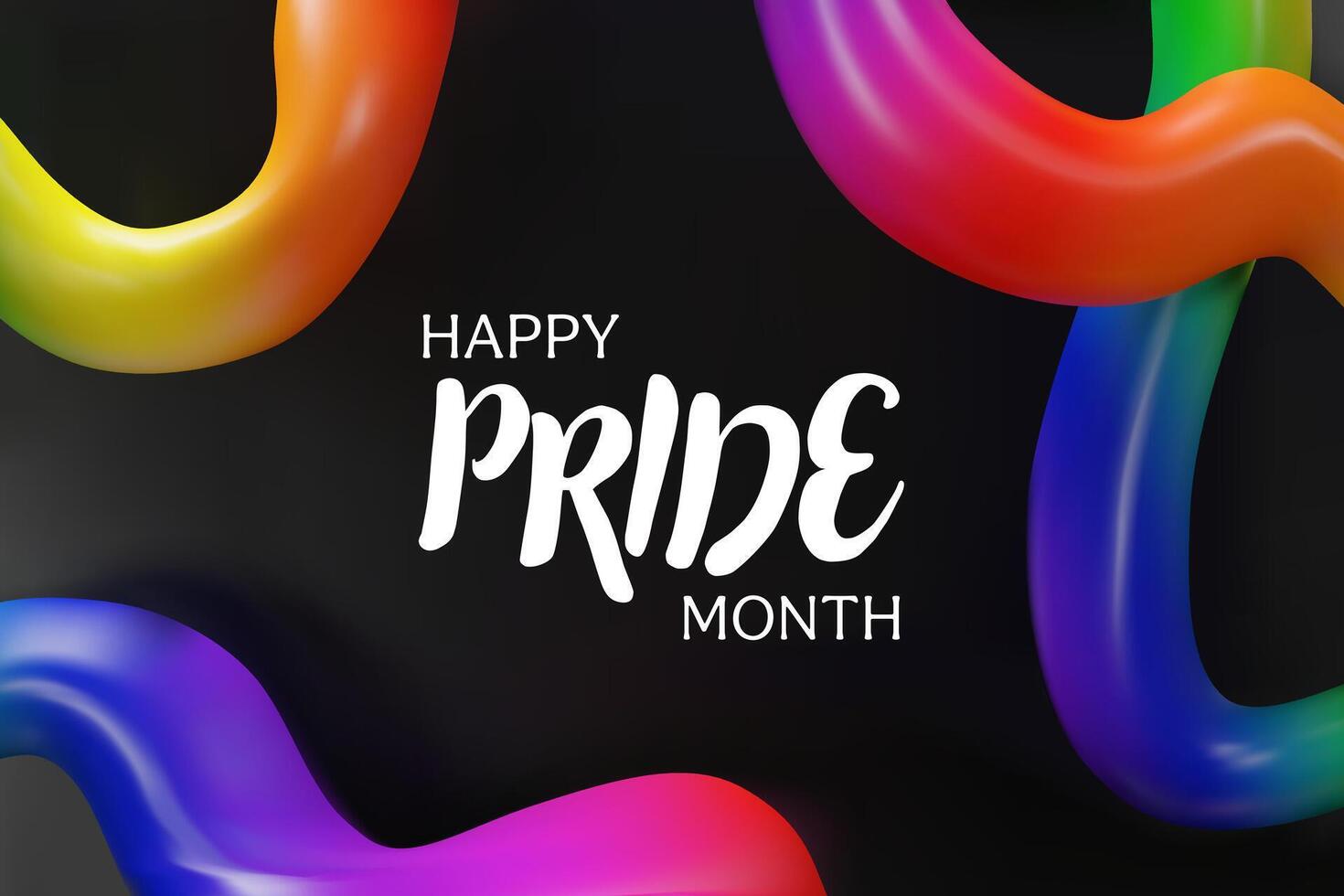3d rainbow four lines black background for Pride month. Three-dimensional illustration. Sexual diversity freedom for gay, transgender, LGBTQIA people. Love promotion scene. Showroom template. vector