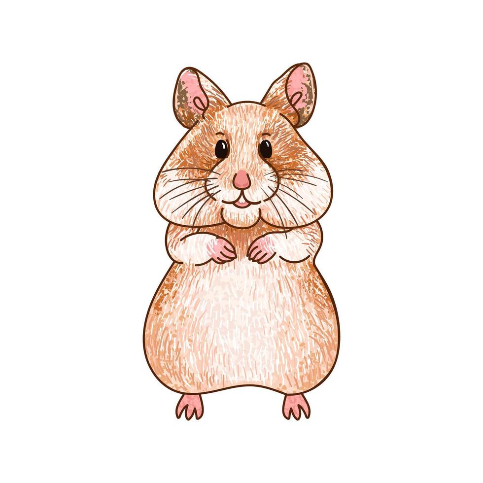 Colorful Illustration of Cute Standing Hamster Isolated on White Background vector