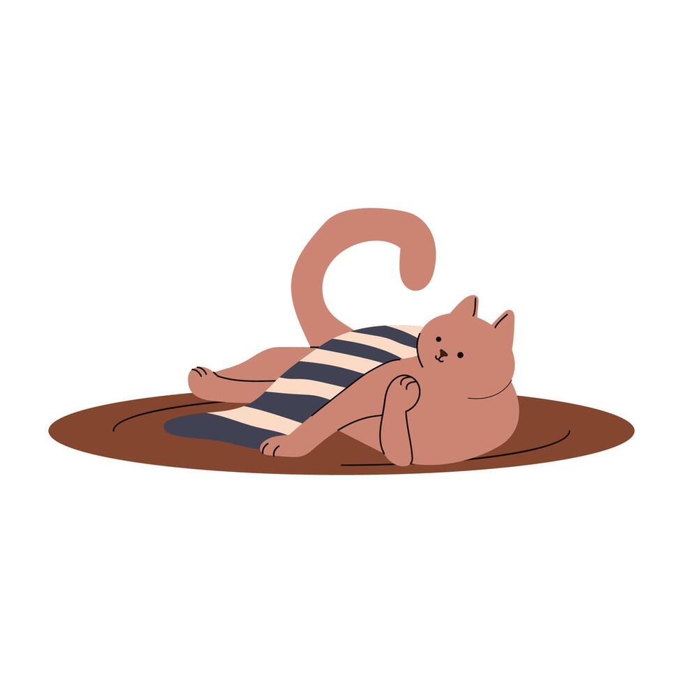 Cartoon Cat With Blanket vector