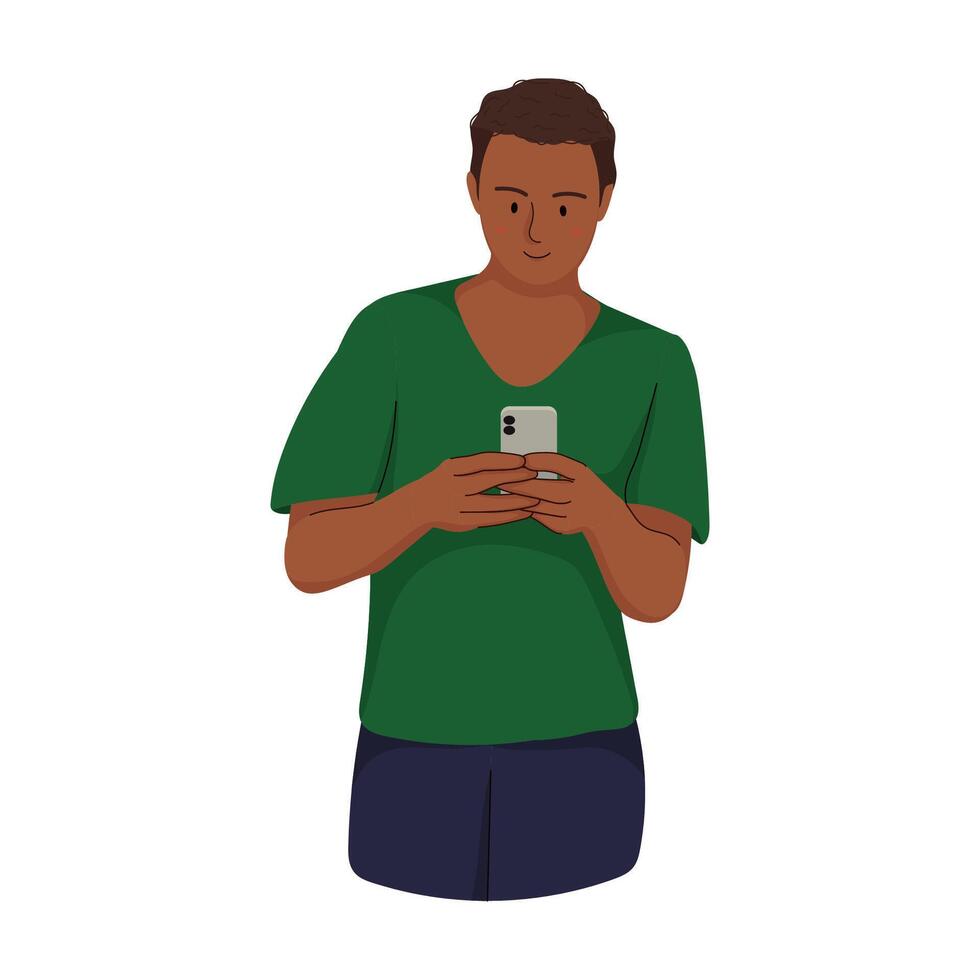 Boy Chatting With His Phone vector