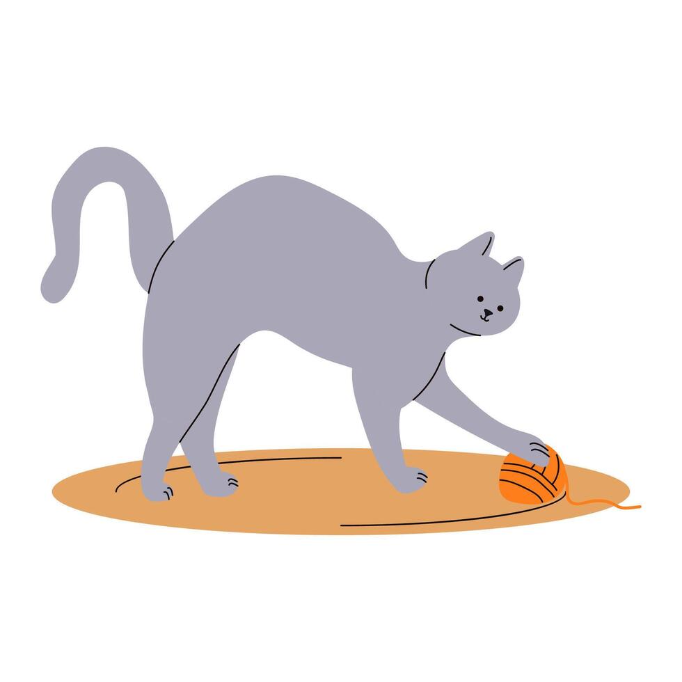 Cartoon Cat Play With Ball vector