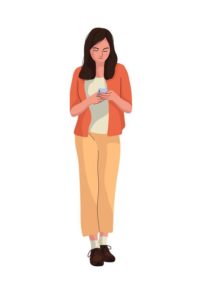 Social Media Girl With Her Phone vector