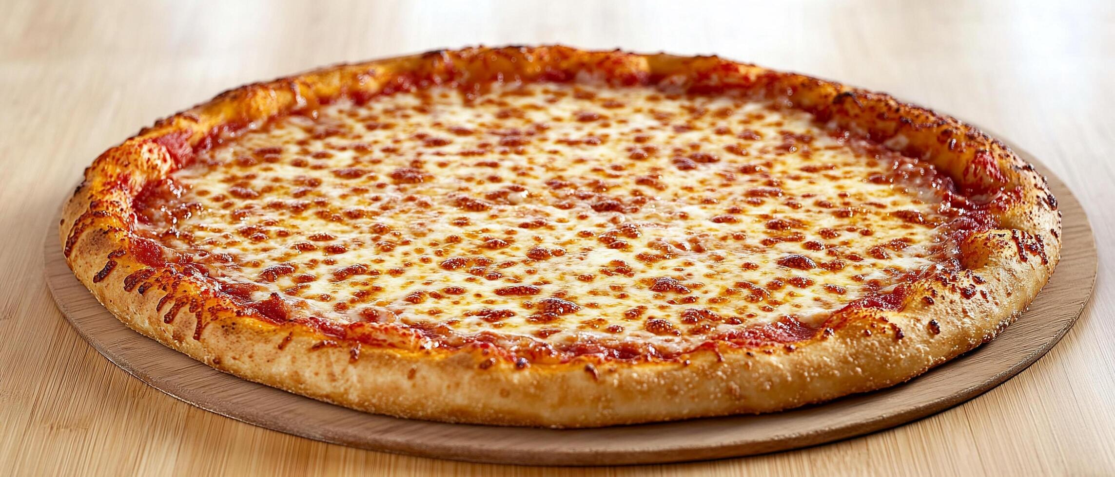 Cheese Pizza on Wooden Board, Table Setting photo
