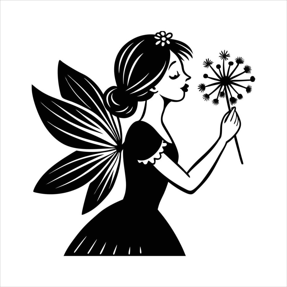Adorable Fairy Girl Blowing vector