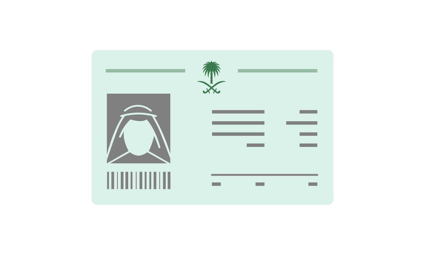 Saudi id card. Arabian personal document. Identity citizen of Saudi Arabia. vector