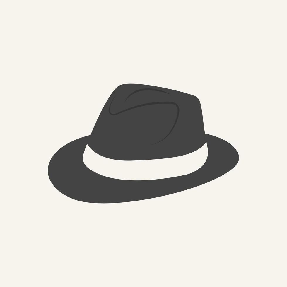 Classic Gentleman Hat Illustration. Men Cap Icon. Front View. Unisex Black Hat vector