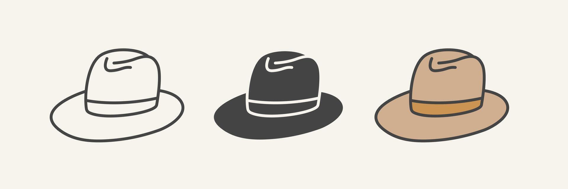 Cartoon illustration of Men Hat. Classic Fedora Cap Icon. Front View vector