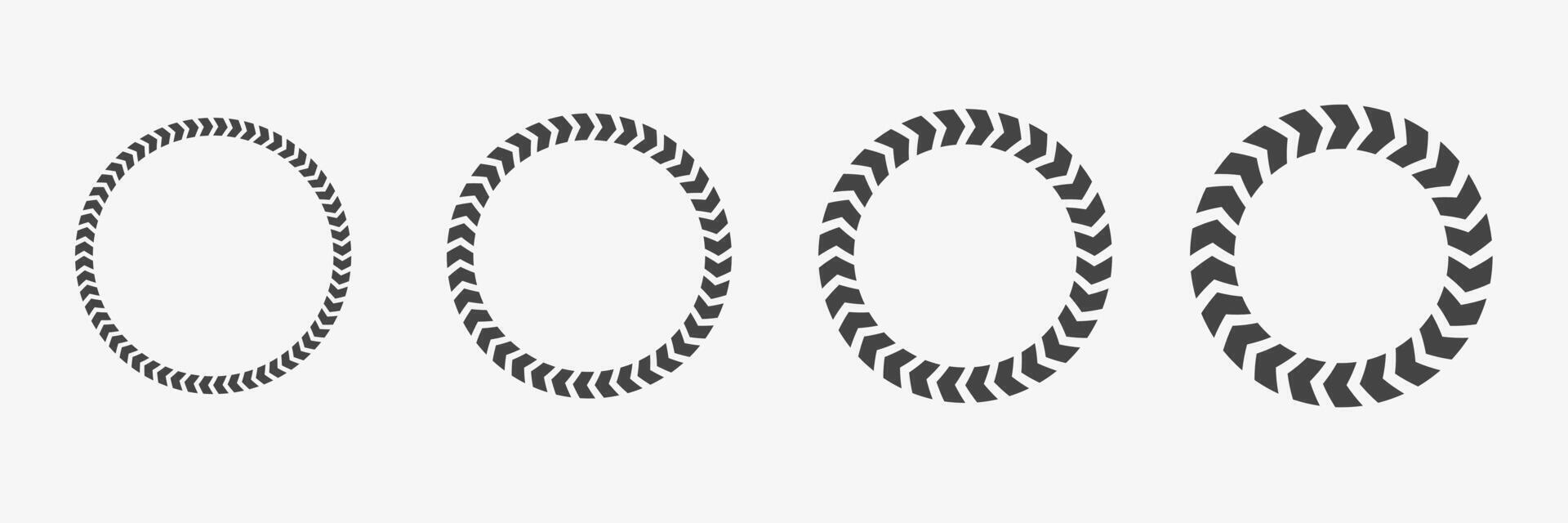 Circle arrows set. Chevron pattern frames vector