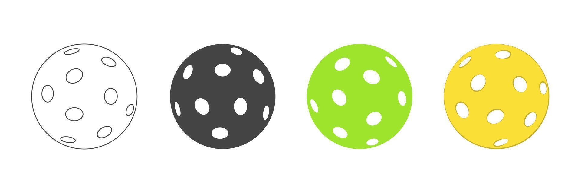 Set of pickleball balls. Sport accessory vector