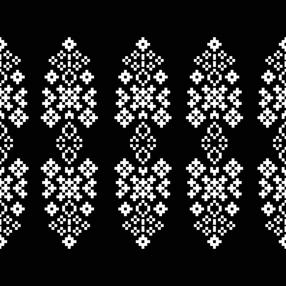Ethnic pattern of black color background with fabric pattern art design. vector
